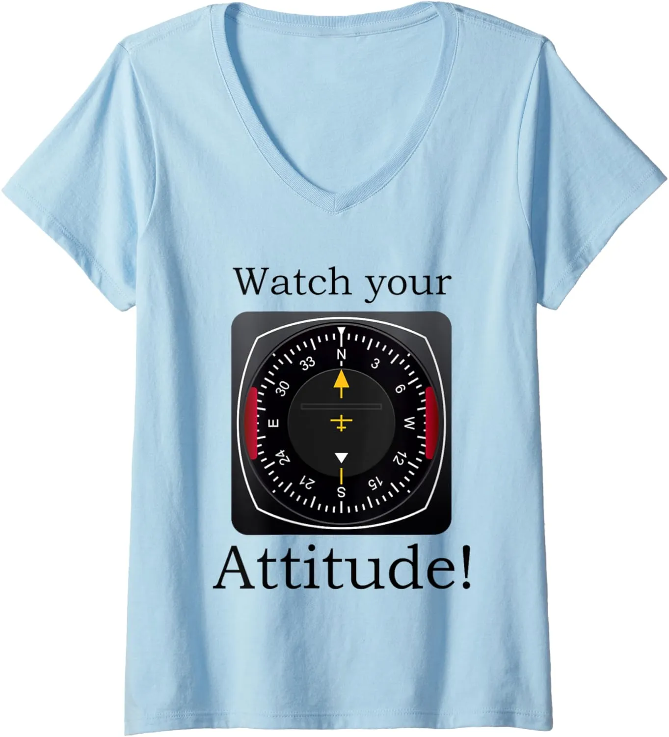 Aviation Birthday textbook sprinkle affair drip V-Neck T-Shirt Watch Your Attitude Pilot 