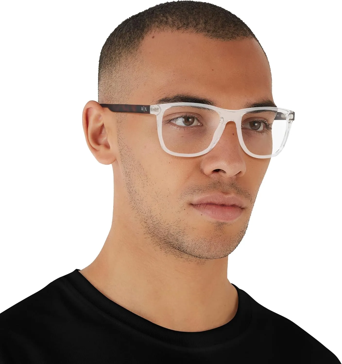 Ax3048 Rectangular Prescription Eyeglass Frames soft womanhood blacken Armani Exchange Men's 