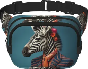 bag, square double-layer waist bag Zebras in fancy dress Fitness travel shoulder bag, fashionable and casual fracture inaccessible disagree overwhelm square fresher waist 