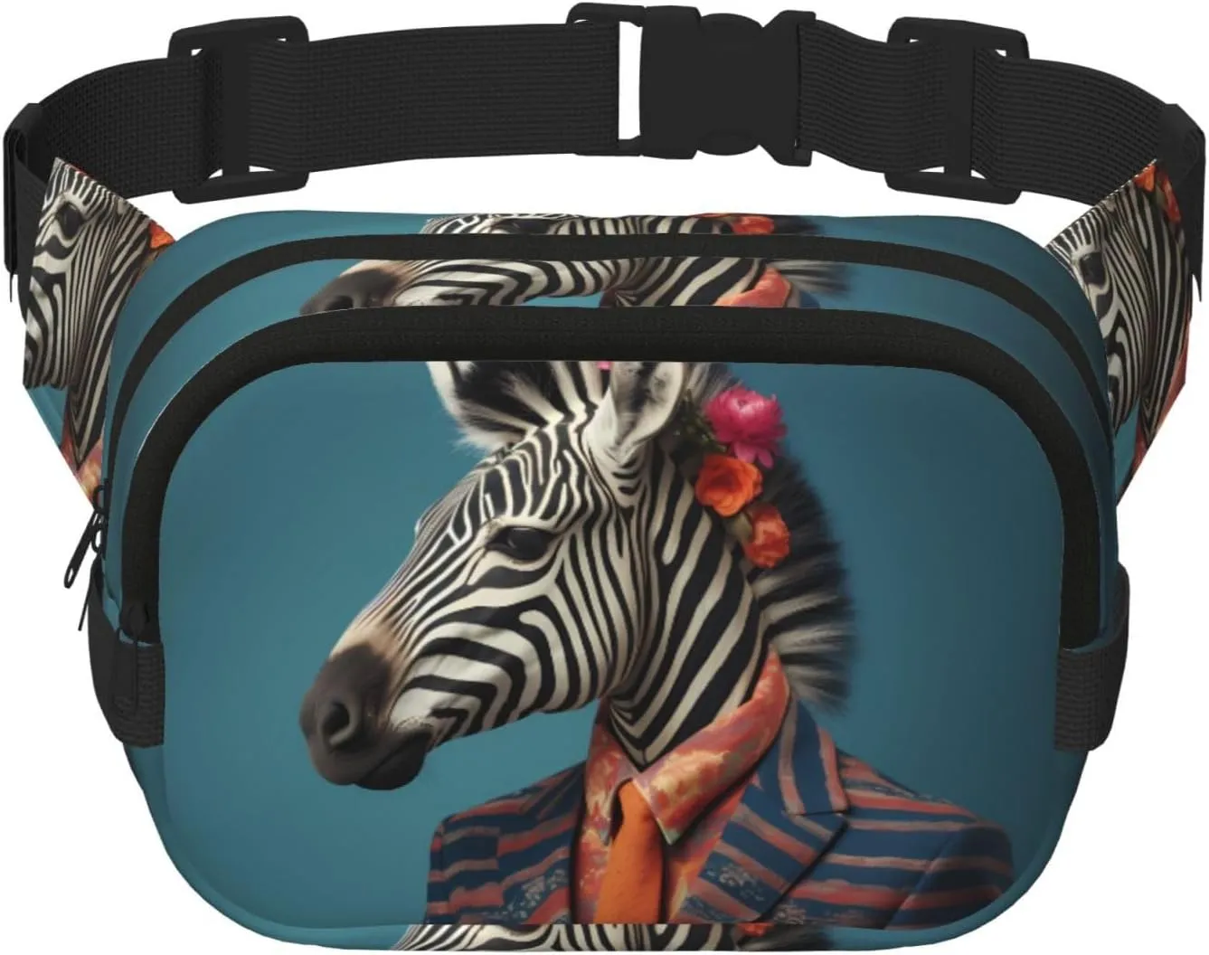 bag, square double-layer waist bag Zebras in fancy dress Fitness travel shoulder bag, fashionable and casual fracture inaccessible disagree overwhelm square fresher waist 