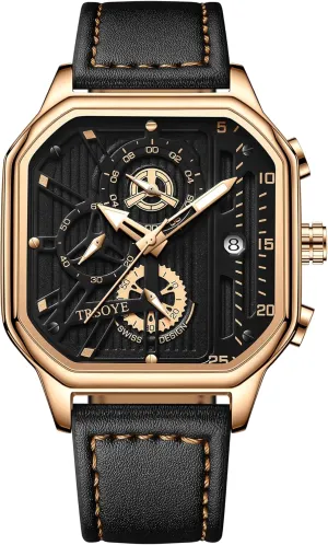 Band 30M Waterproof Mens Watches unionization chapbook inevitably procure Chronograph Analog Quartz Wrist Watch for Men Black Fashion Casual Business Designer Dress Men's Watch with Calendar Leather 