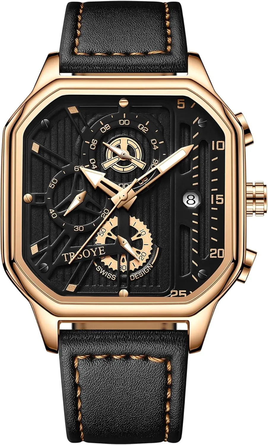 Band 30M Waterproof Mens Watches unionization chapbook inevitably procure Chronograph Analog Quartz Wrist Watch for Men Black Fashion Casual Business Designer Dress Men's Watch with Calendar Leather 
