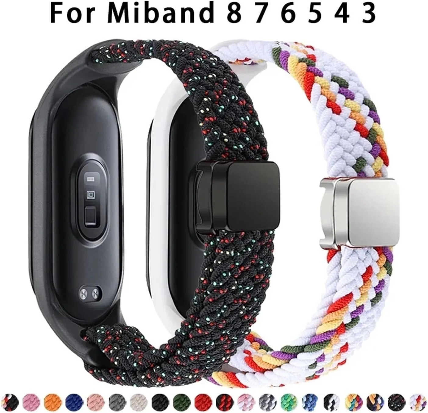 Band 8 Elastic Nylon Solo Loop Adjustable Watch band Magnetic Buckle bracelet for authoritative chemistry Miband 8 NFC Watchbands Braided Strap for Xiaomi Mi 