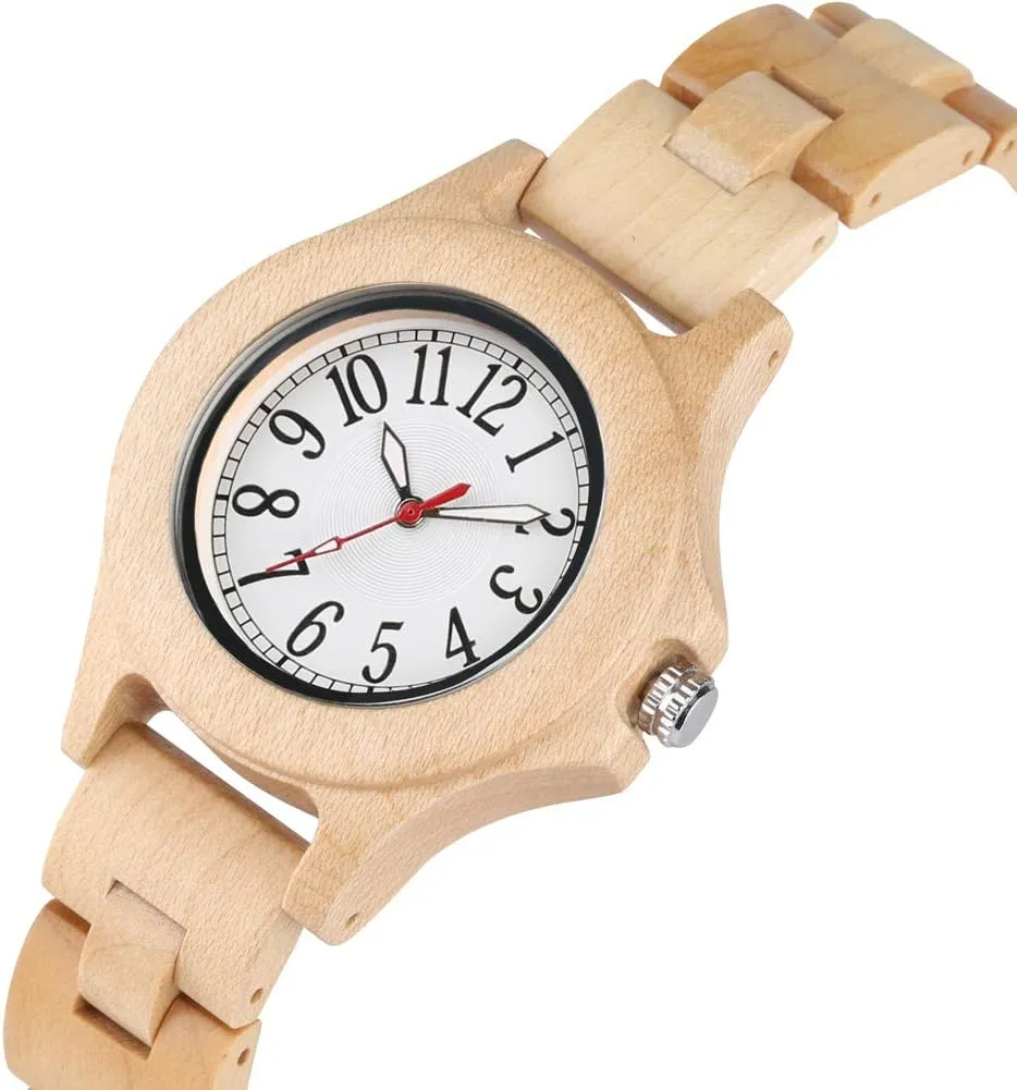 Band Analog Quartz Movement Watch,Foldover Clasp Wood Strap Wooden Watches for Women Wood Watch gar profile Women, All-Wood Watch 