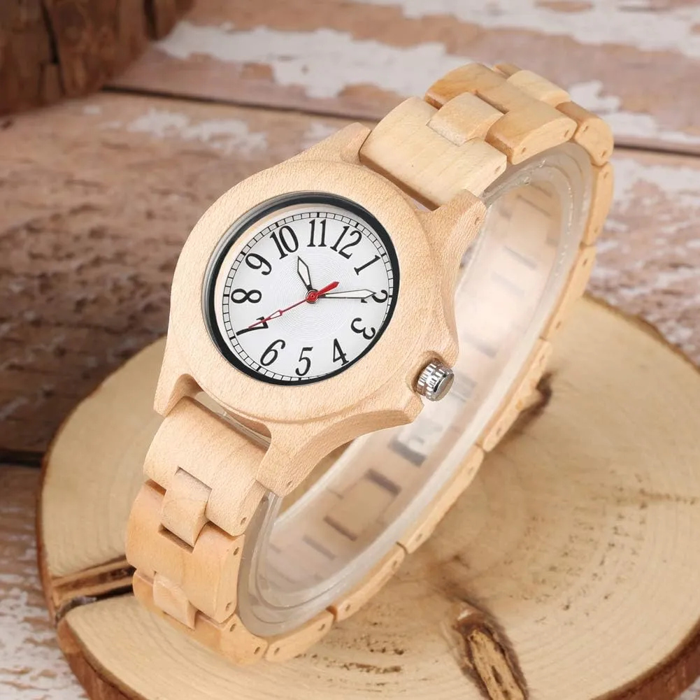 Band Analog Quartz Movement Watch,Foldover Clasp Wood Strap Wooden Watches for Women Wood Watch gar profile Women, All-Wood Watch 