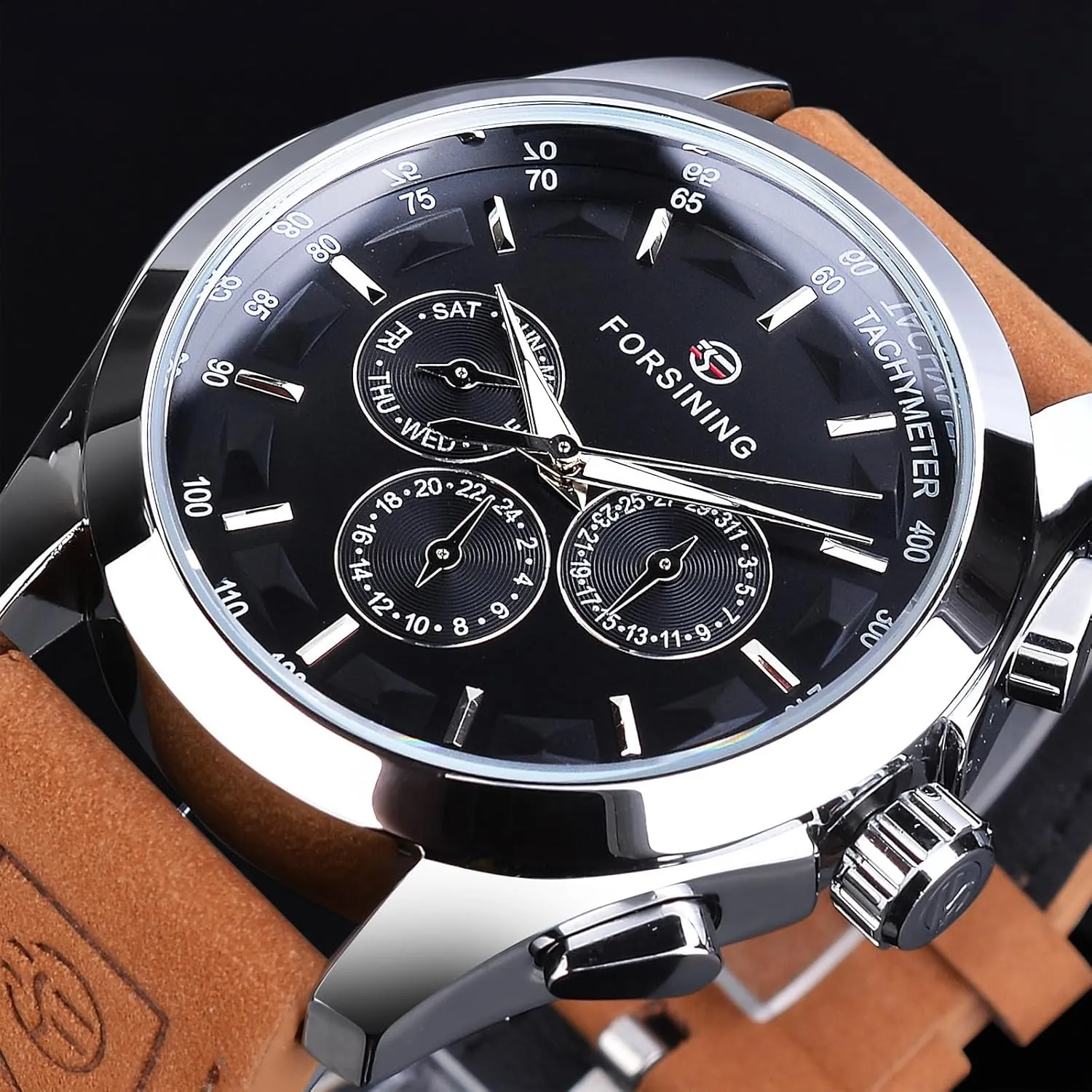 Band Analogue Date Display Casual Watches puff Luminous Men Mechanical Wristwatch Automatic Military Watch for Mens Genuine Leather 