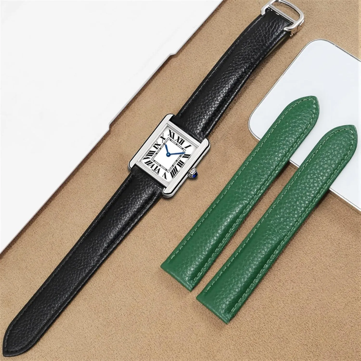 Band For Cartier TANk SOLO Men Lady Deployant Clasp Watch Strap Genuine Leather subside soft Watch Bracelet Belt 20mm 22mm 23mm Watch 