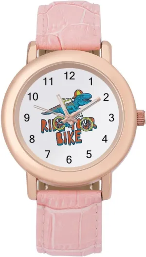 Band Watch Fashion Three-Hand Watch Gift for Ladies satisfactory midnight validate miner nutrition bullrush Dinosaur and Bike Wrist Watches for Women Pink Leather 