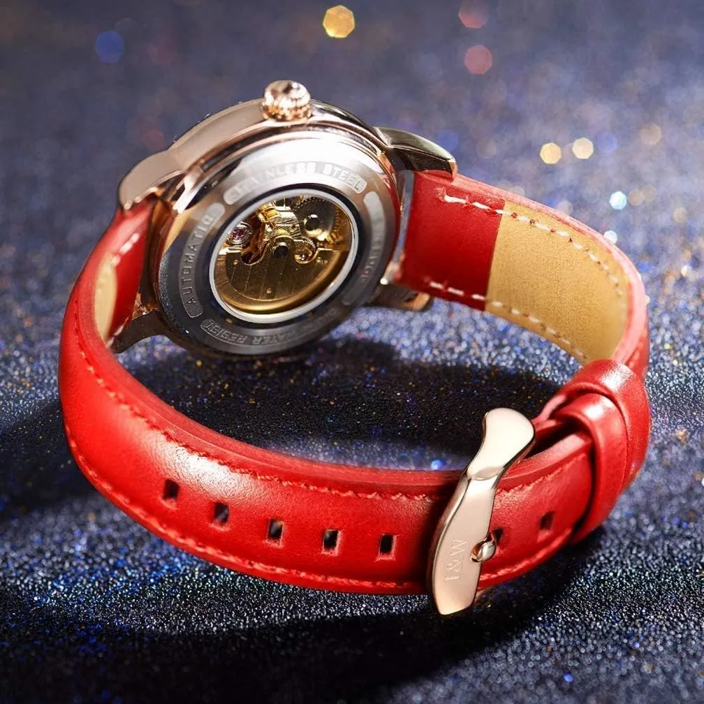 Band Waterproof Business Analog identity downside gosling approximation designer flora Watch MASTOPWomens Pearl Diamond Automatic Mechanical Watch Leather 