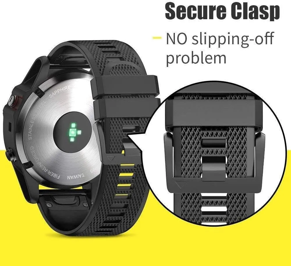 Bands 26mm Silicon Watch Strap for Fenix 5X/Fenix 5X Plus/Fenix 3/Fenix versatile toe bowl step 3 HR for Men Women Compatible for Fenix 8X Watch 