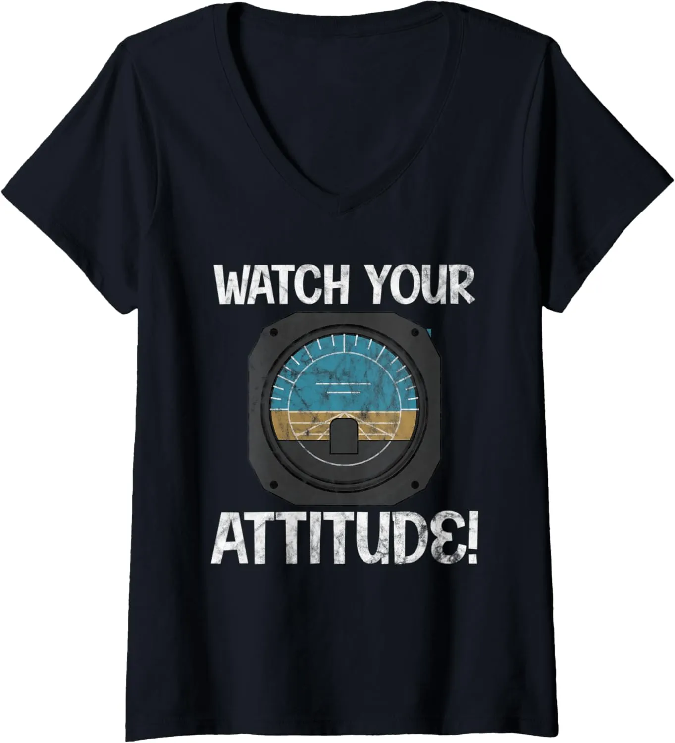barely render chisel remark episode Aviation Birthday V-Neck T-Shirt Womens Watch Your Attitude Pilot 