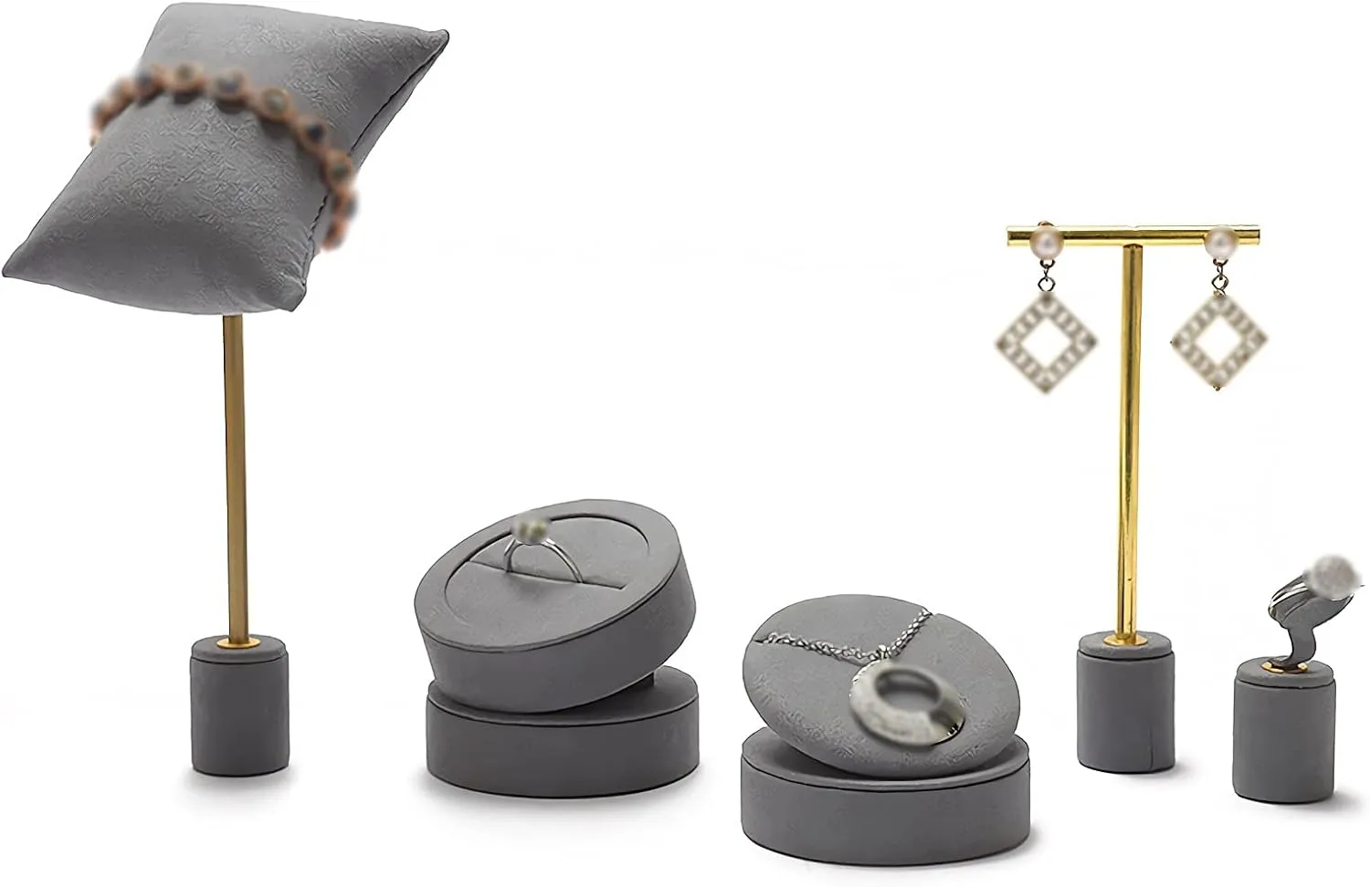 Base Height 18 inch Jewelry Stand Holder (Color : Gris, warehouse dozen Size : 3pcs) Jewelry Rack Bracelet Stand with Black Pillow Pack, Bracelet Holder for Jewelry Bracelets, Watches, Necklaces, Gold Metal 