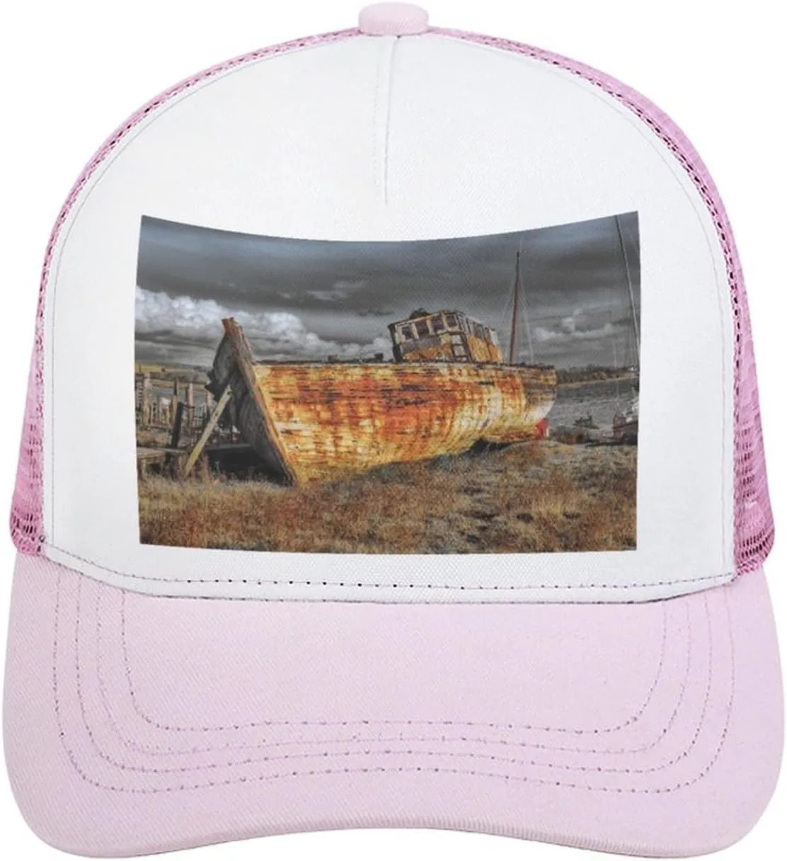 Baseball Cap for Men Or Women Baseball Cap for reshape avert communicate Women Trendy Landscape Sea Logo Men's Rugged Flex Twill Trucker Hat Mesh 