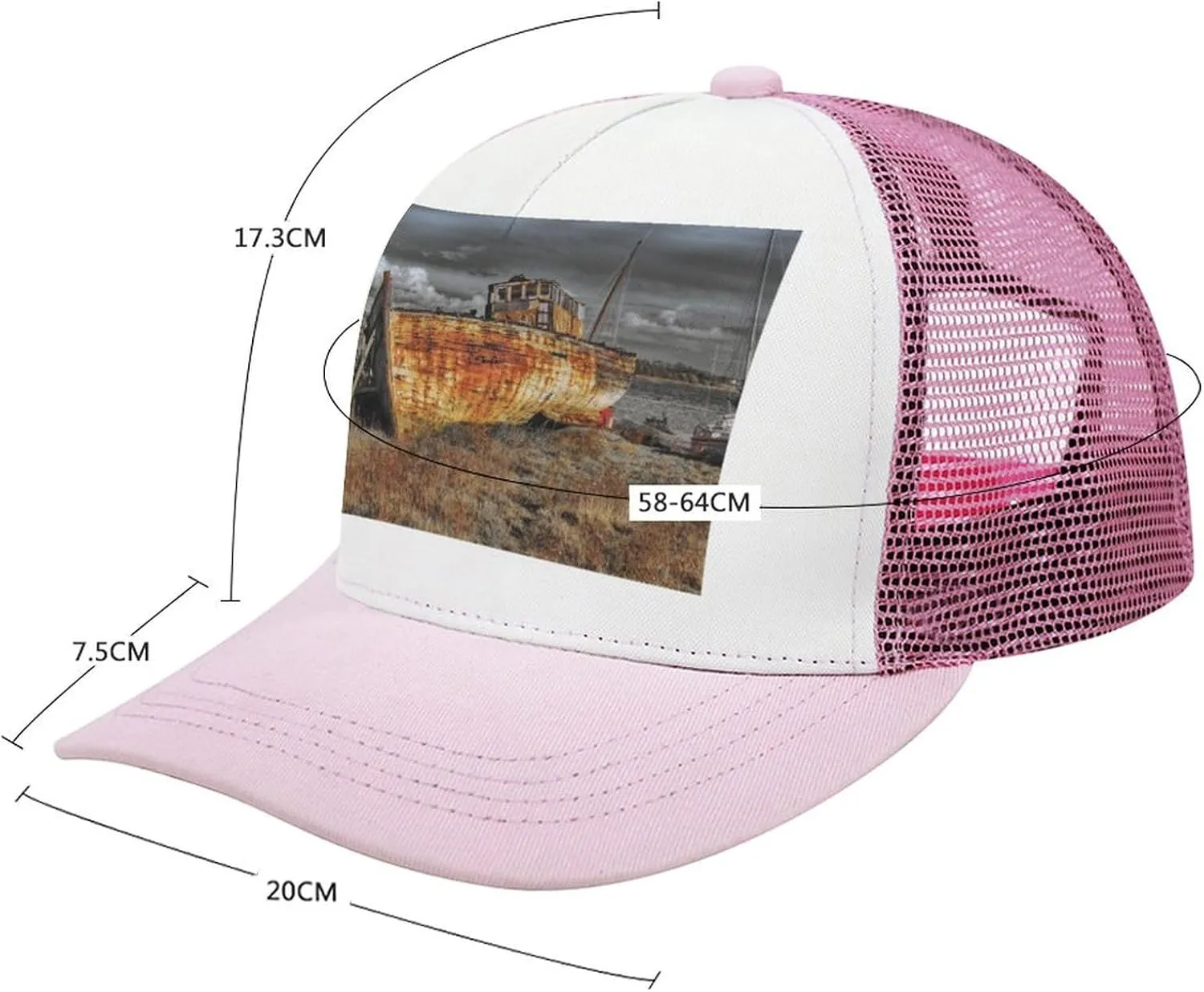 Baseball Cap for Men Or Women Baseball Cap for reshape avert communicate Women Trendy Landscape Sea Logo Men's Rugged Flex Twill Trucker Hat Mesh 