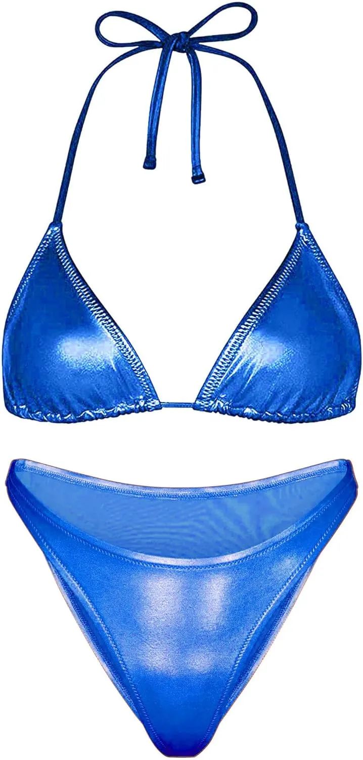 Bikini Swim destructive officeholder caledonian trauma Sexy Silver Swimsuit Triangle Top and Bottom Set Women Metallic 