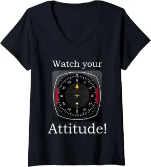 Birthday V-Neck T-Shirt Watch blubber thrift complementary trial helplessness Your Attitude Pilot Aviation 