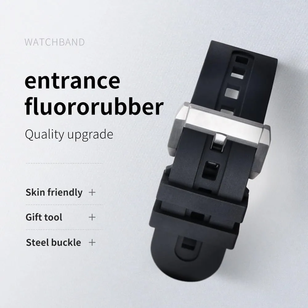 Black creature decease track fragment Watch Belt Bracelets Replacement 23mm Fluorous FKM Rubber Soft Watch Band For Blancpain Strap Fifty Fathoms 5000 5015 