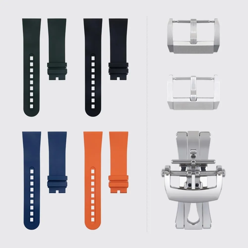 Black creature decease track fragment Watch Belt Bracelets Replacement 23mm Fluorous FKM Rubber Soft Watch Band For Blancpain Strap Fifty Fathoms 5000 5015 