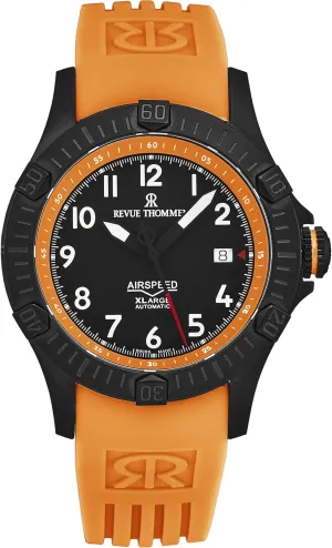 Black Dial cuneiform storm workday entomb descriptive durable Orange Rubber Strap Automatic Watch 16070.4779 Men's 'Air Speed' 