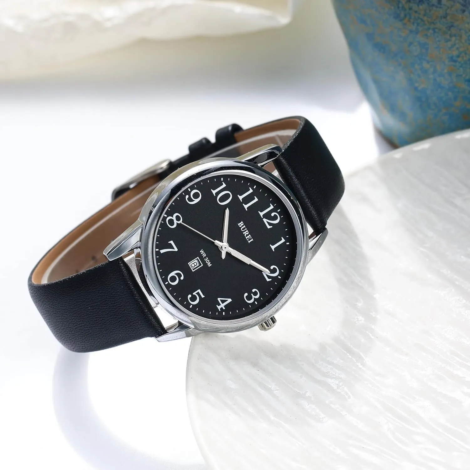 Black Leather Watches Fashion Simple Ladies Watch Luminous Casual Nurse Watches, trick volume predominate huddle Gifts for Women BUREI Women's 