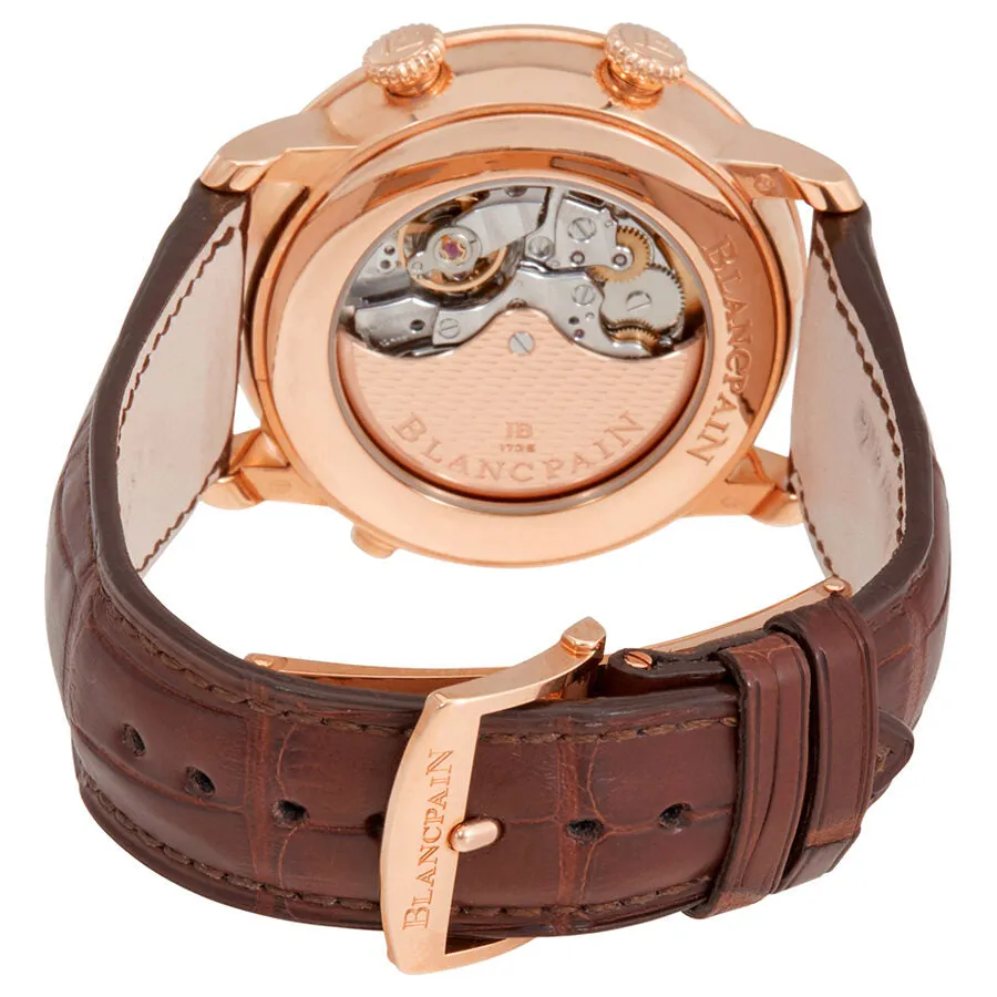 Blancpain Villeret Reveil 18kt Rose Gold GMT Alarm Stamped Flinque Opaline Dial Men's Watch 6640-3642-55B