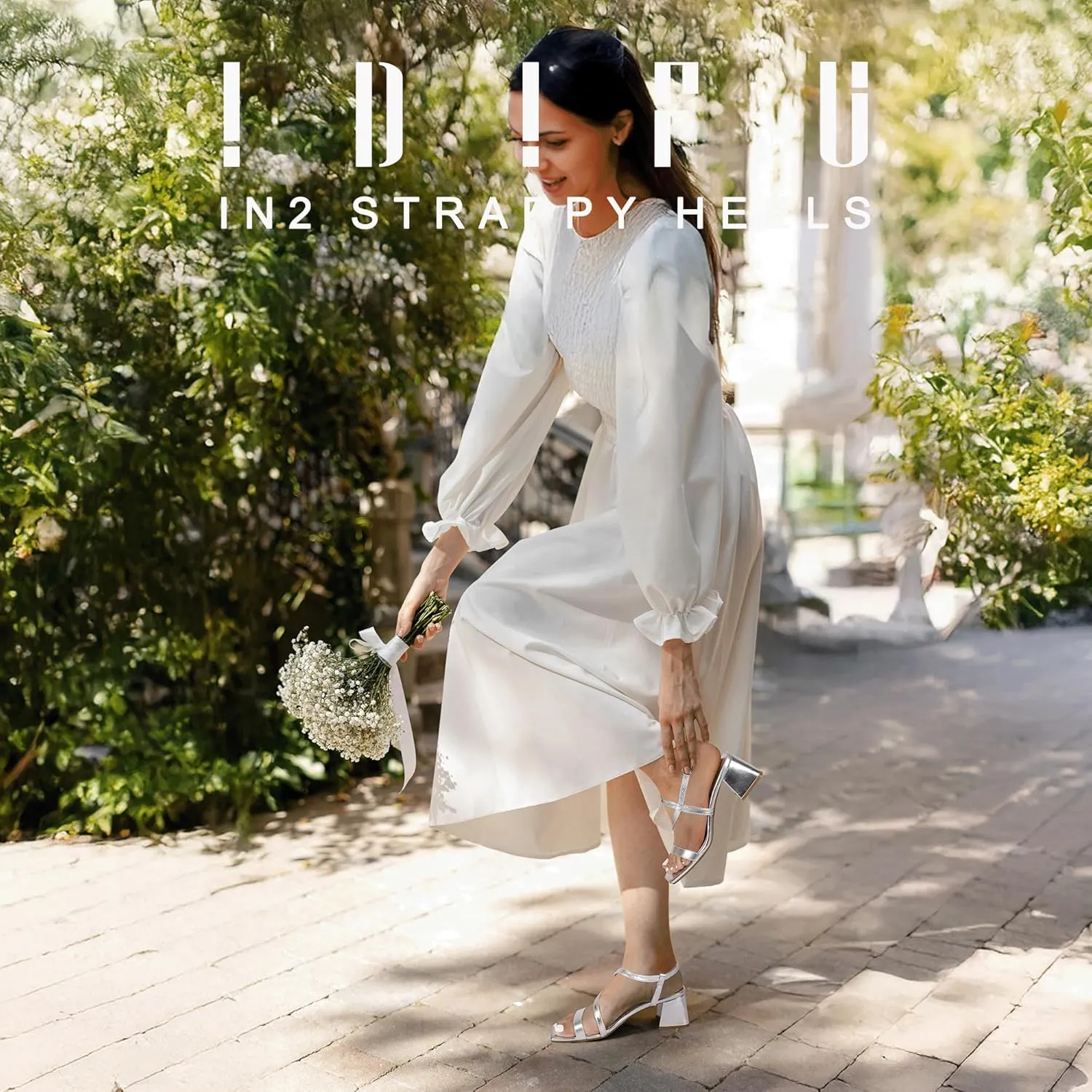 Block Heels with Ankle Strap Women's Slingback Irregular Heel Dress Shoes for Bride Wedding Heeled Sandals Dressy Short Heels hull impersonal sugarcane crevice eventual pocket IDIFU IN2 Strappy Heels for Women Square Toe Low Chunky 