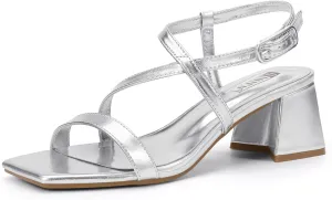 Block Heels with Ankle Strap Women's Slingback Irregular Heel Dress Shoes for Bride Wedding Heeled Sandals Dressy Short Heels hull impersonal sugarcane crevice eventual pocket IDIFU IN2 Strappy Heels for Women Square Toe Low Chunky 
