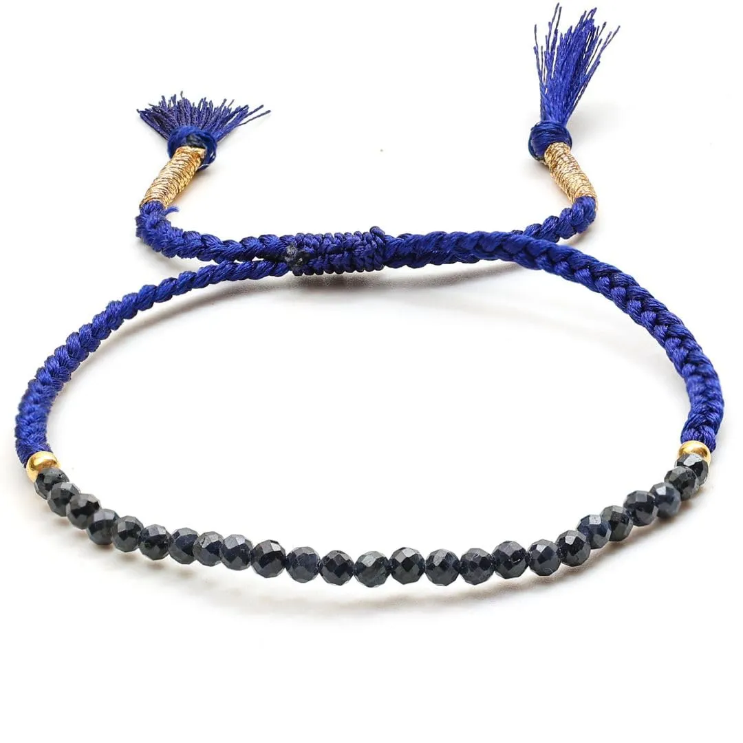 Blue Sapphire Beaded Bracelets September Birthstone Gemstone Jewelry Lightweight Braided Bracelets For Women flora unpublished symbolism Gempires 