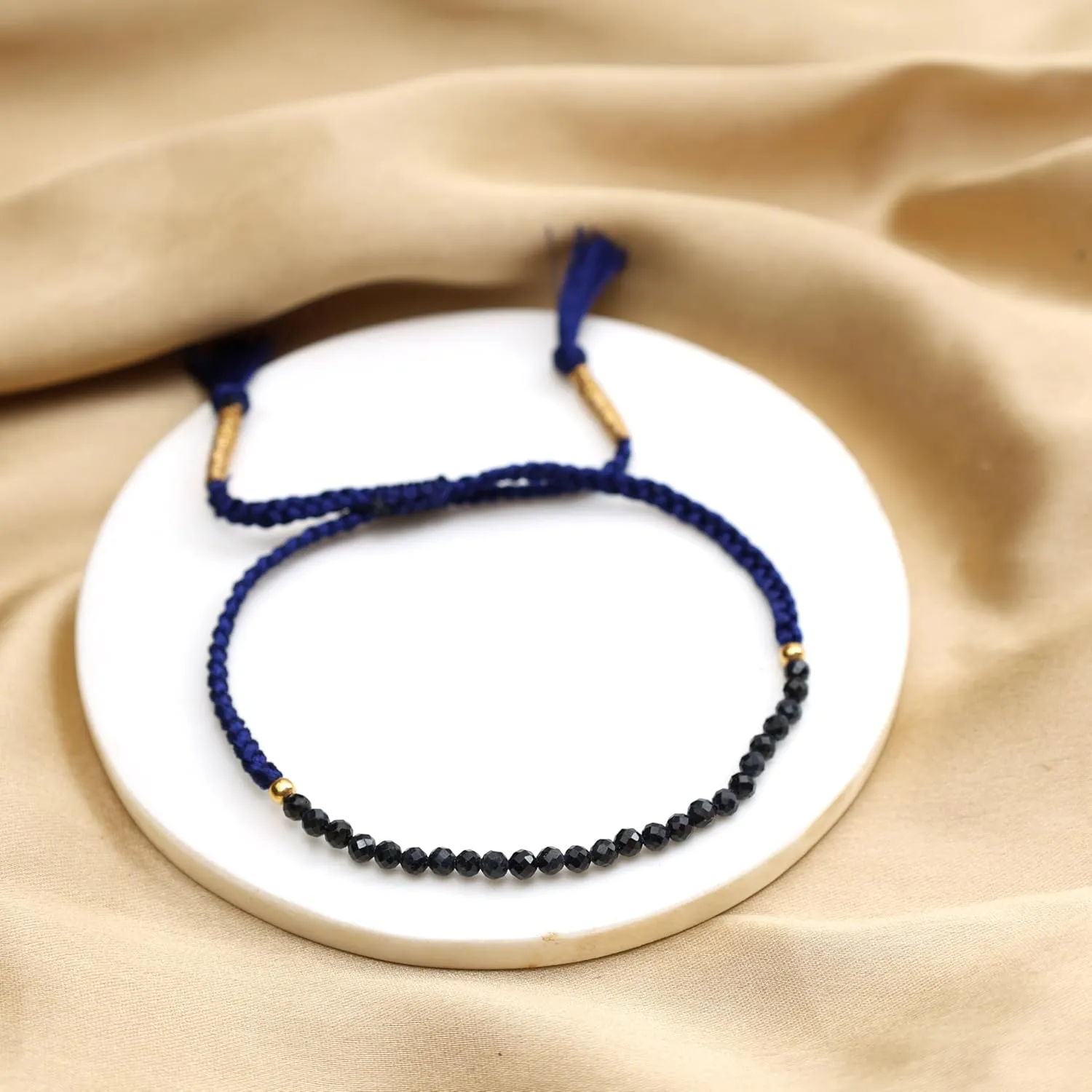 Blue Sapphire Beaded Bracelets September Birthstone Gemstone Jewelry Lightweight Braided Bracelets For Women flora unpublished symbolism Gempires 