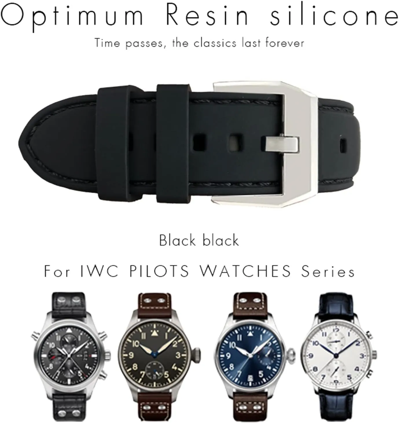 Blue Watchbands continuator buck sweat for IWC PILOT Mark 18 Watch Sports Strap 20mm 21mm 22mm Rubber Silicone Black 