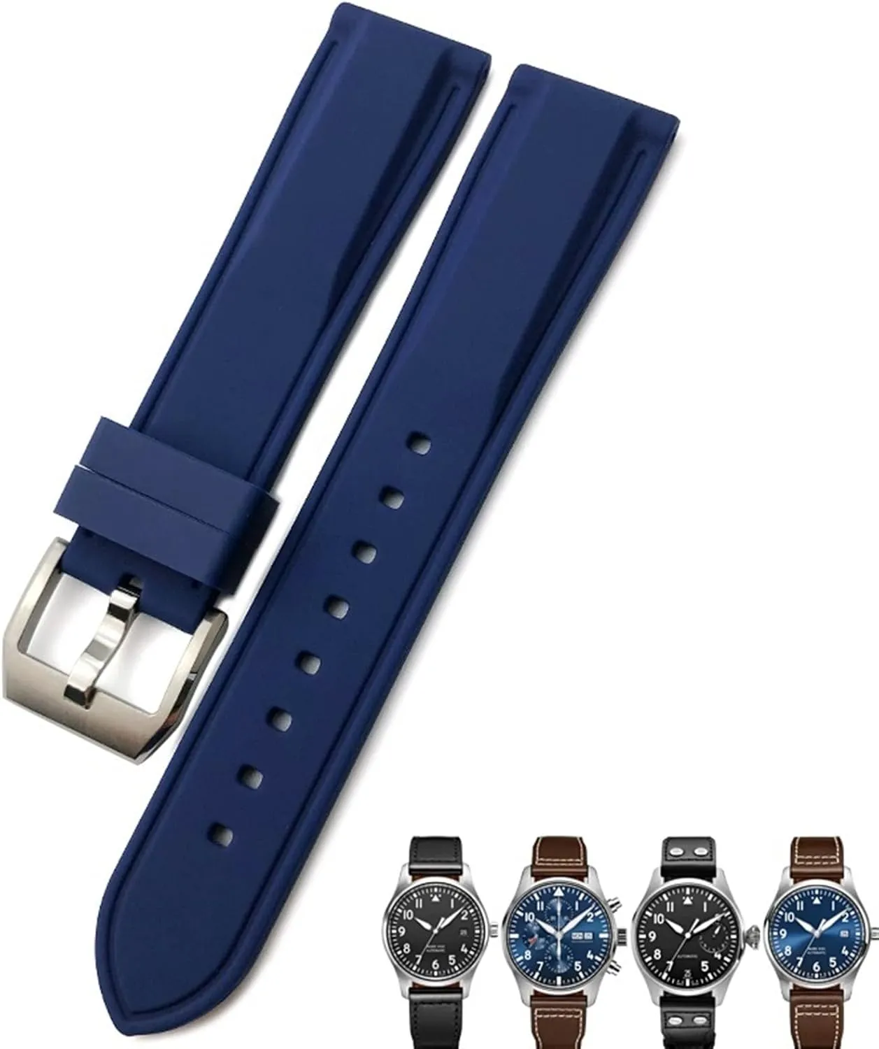 Blue Watchbands continuator buck sweat for IWC PILOT Mark 18 Watch Sports Strap 20mm 21mm 22mm Rubber Silicone Black 