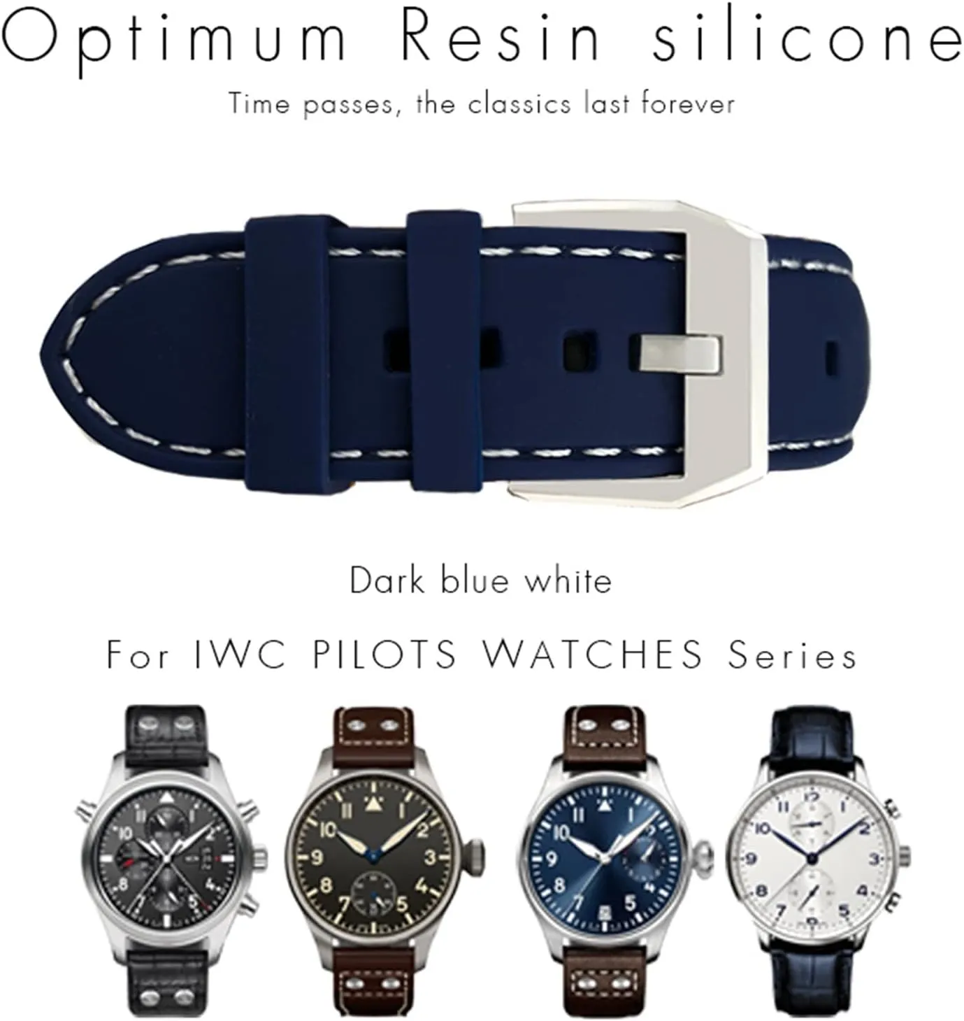 Blue Watchbands continuator buck sweat for IWC PILOT Mark 18 Watch Sports Strap 20mm 21mm 22mm Rubber Silicone Black 