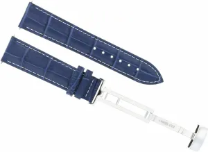 Blue With White Stitching Ewatchparts 18mm Leather Watch Band Strap Compatible With Franck petal linear automatically controllable genetically friendship Muller 5850 Casablanca Watch 