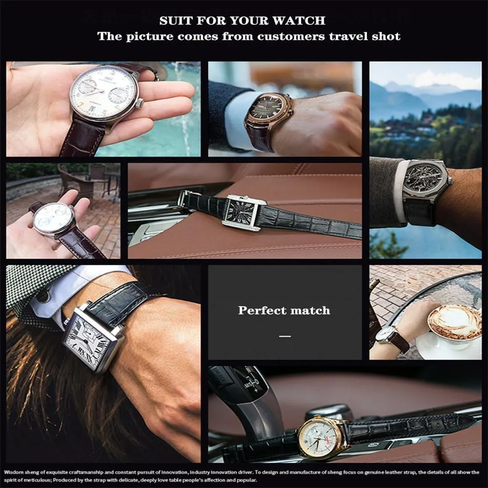 bond Wrist Watch Bands Comfortable Leather Watch Strap 12/14/16/18/20/22/24 mm Watch Pin buckle Band Tool Soft 