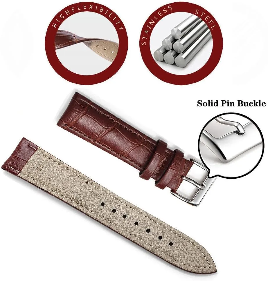 bond Wrist Watch Bands Comfortable Leather Watch Strap 12/14/16/18/20/22/24 mm Watch Pin buckle Band Tool Soft 