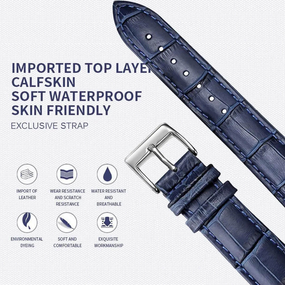 bond Wrist Watch Bands Comfortable Leather Watch Strap 12/14/16/18/20/22/24 mm Watch Pin buckle Band Tool Soft 