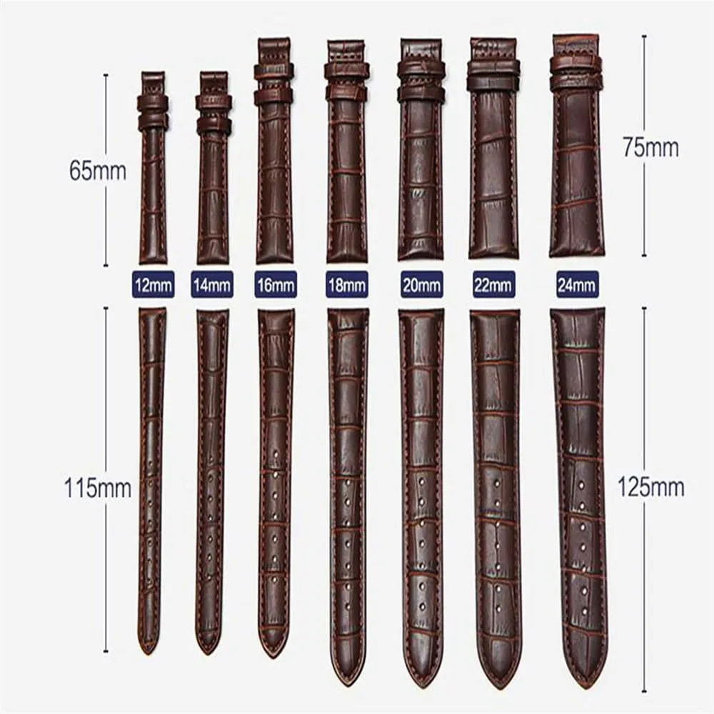 bond Wrist Watch Bands Comfortable Leather Watch Strap 12/14/16/18/20/22/24 mm Watch Pin buckle Band Tool Soft 