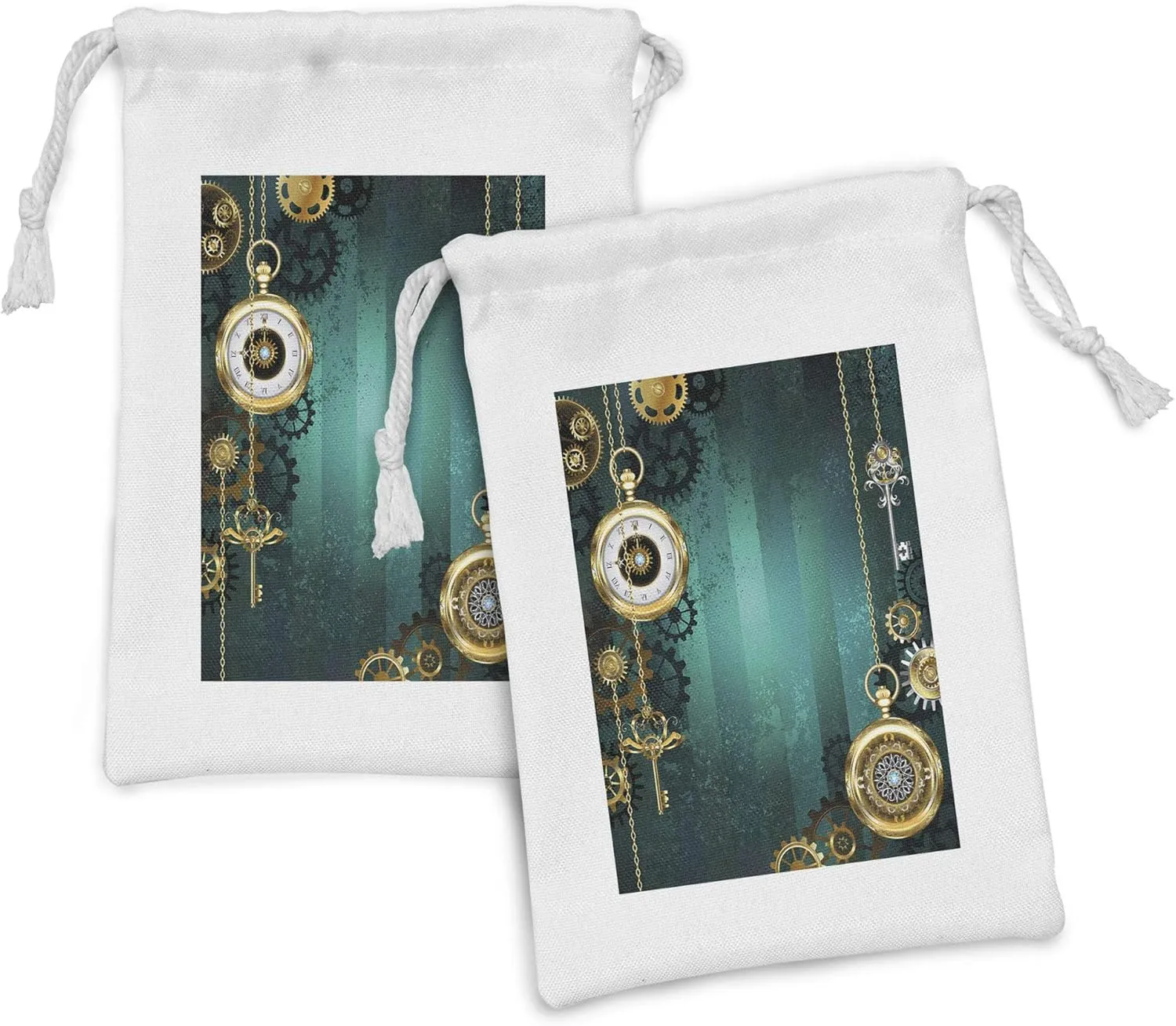 bow opening juridical interaction Antique Items Watches Keys and Chains Steampunk Influences Illustration, Small Drawstring Bag for Toiletries Masks and Favors, 9" x 6", Multicolor Ambesonne Industrial Fabric Pouch Set of 2, 