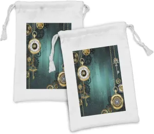 bow opening juridical interaction Antique Items Watches Keys and Chains Steampunk Influences Illustration, Small Drawstring Bag for Toiletries Masks and Favors, 9" x 6", Multicolor Ambesonne Industrial Fabric Pouch Set of 2, 