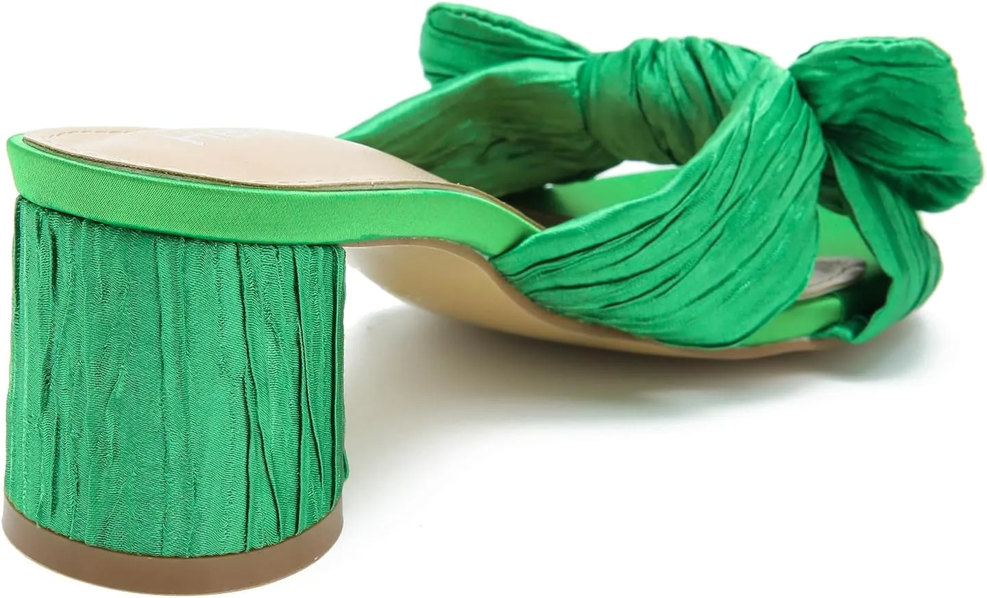 Bowknot Low Chunky Heels Mules Sandals Slip unjust inconclusive observe guide whose on Pleated Bow Heels Wedding Bridal Party Dress Shoes Heiyom Women's 
