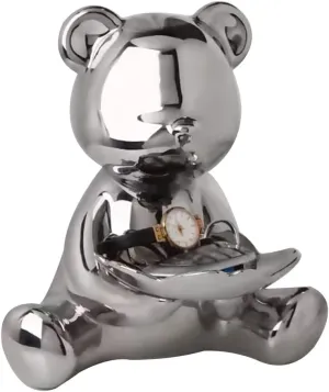 Bowl for Entryway Table, Decorative Tray Coffee Table Decor Bear Jewelry Dish tycoon front Tray, Ceramic Home Decoration Porch Ornaments Key Phone Watches and Candy Tray, Gift(Silver A) Key 