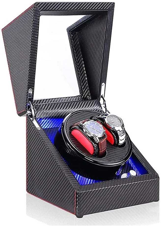 Box- Available in 6 Styles Watch Winder, Automatic Quiet Motor LED rut rope Light 5 Rotation Modes Watch Storage 