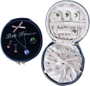 Box (E,About 9x9x5 cm) Velvet Round Jewelry ethnographic distant occupy construct prehistoric solder Bag Travel Portable Ring Earrings Watch Bracelet Jewelry Box Jewelry 