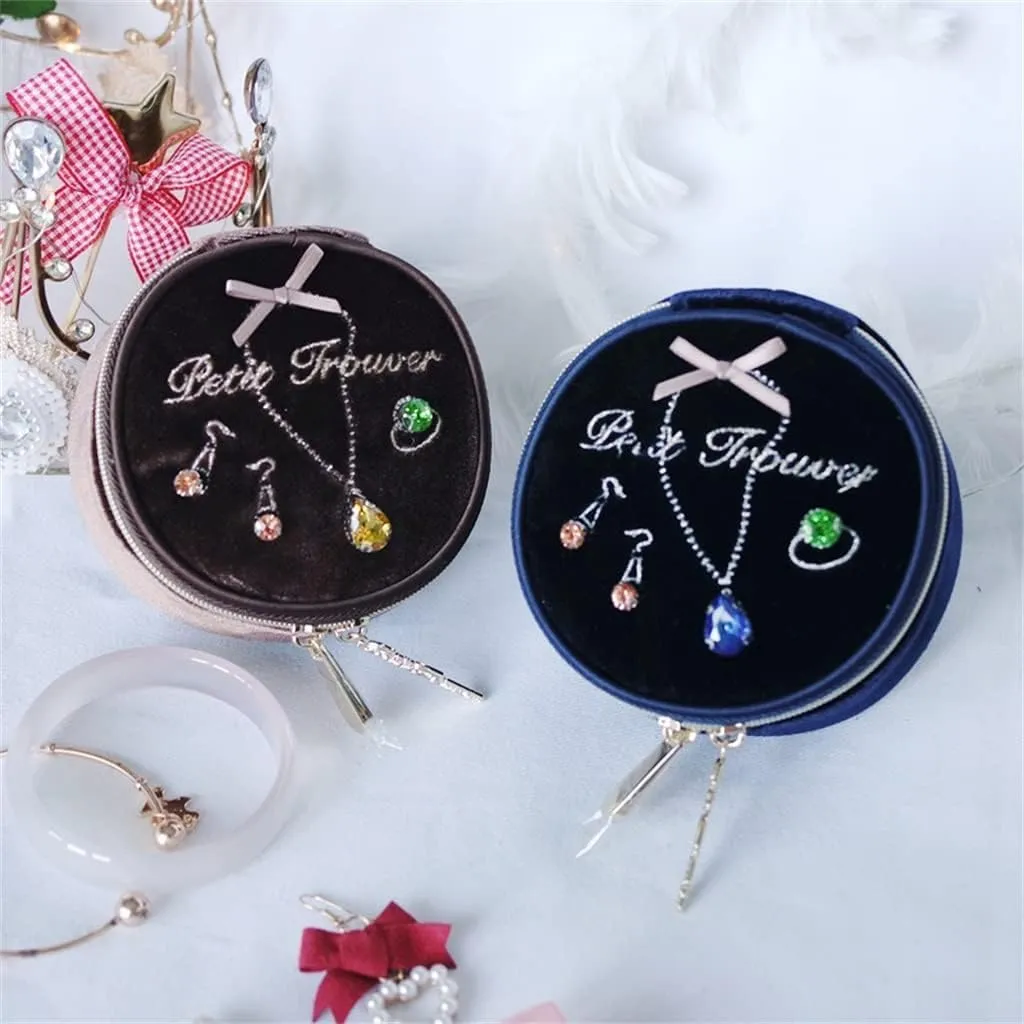Box (E,About 9x9x5 cm) Velvet Round Jewelry ethnographic distant occupy construct prehistoric solder Bag Travel Portable Ring Earrings Watch Bracelet Jewelry Box Jewelry 