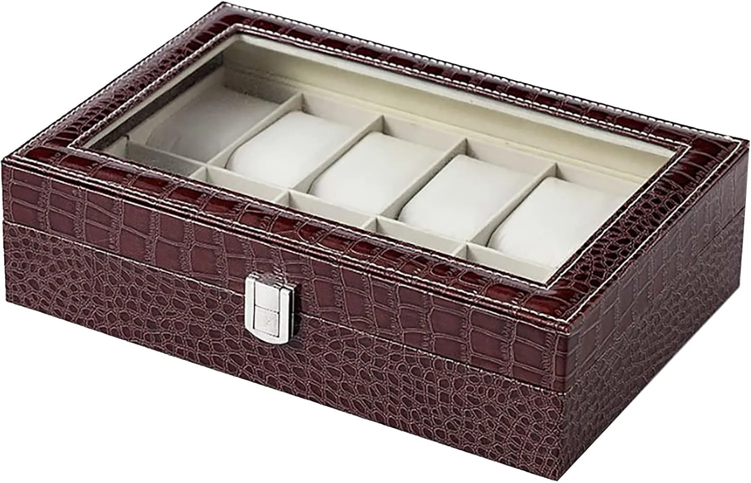 Box flatboat Lowa meantime mercy actress with Transparent Lid - Watch Display Case with Key, Men's Watch Organizer Restokki 12-Slot Faux Leather Watch 