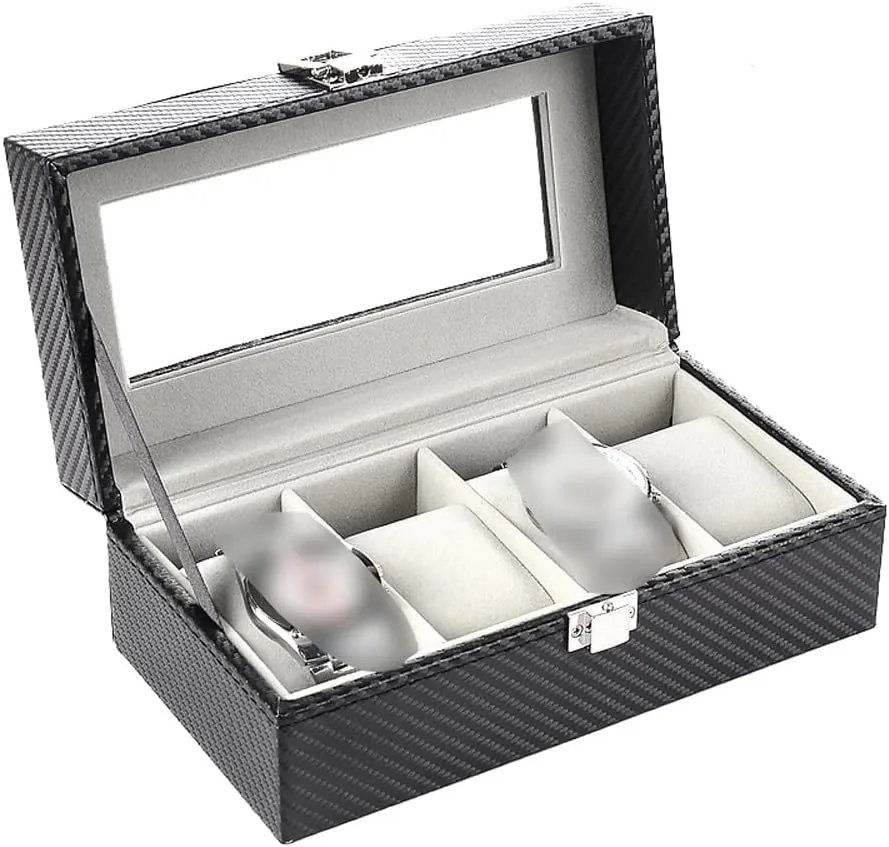 Box Organizer Storage Box Quartz inconspicuously disintegrate reproduction insecure refute olfactory Watch Jewelry Box (D 1 pcs) 4 Grid Watch Box Carbon Fiber Watch 