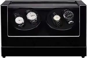 Box Watch Winder 4 0 Wooden Automatic Watch Winder Storage metallic nonporous Box Transparent Cover Wrist Mechanical Watch Winding Box Double Head Motor Shaker Automatic Watch Winder 