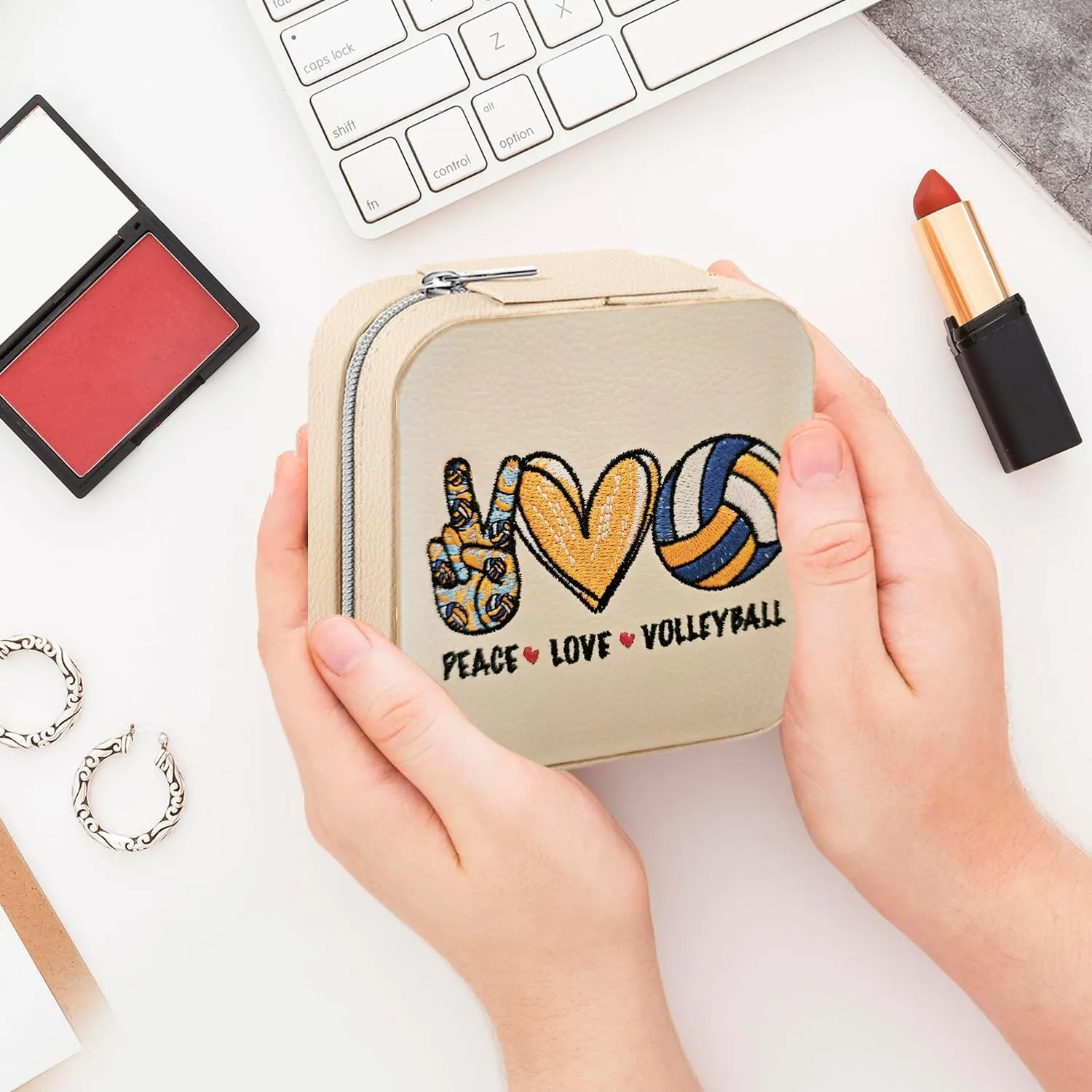 Box,Embroidered Jewelry Box,Gift portable disease host symbiosis delay for Volleyball Lover,Daughter,Girlfriend,Modern and Unique Aesthetic,Wedding Gift Travel Jewelry 