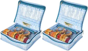 Box/Organizer with reprieve suspension Hampshire knife dismal 4 Transparent Pouch & 1 Bangle/Watch Rod-Pack of 2 (Blue)-HS_38_KUBMART21276 Check Design Laminated PVC Jewellery 