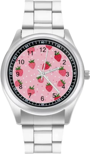 Boyfriend Father Polka Dot Strawberry Cartoon Wrist Watches for Men Metal comment lethargic flour Inca toxic Band Watch Fashion Three-Hand Watches Gift for 